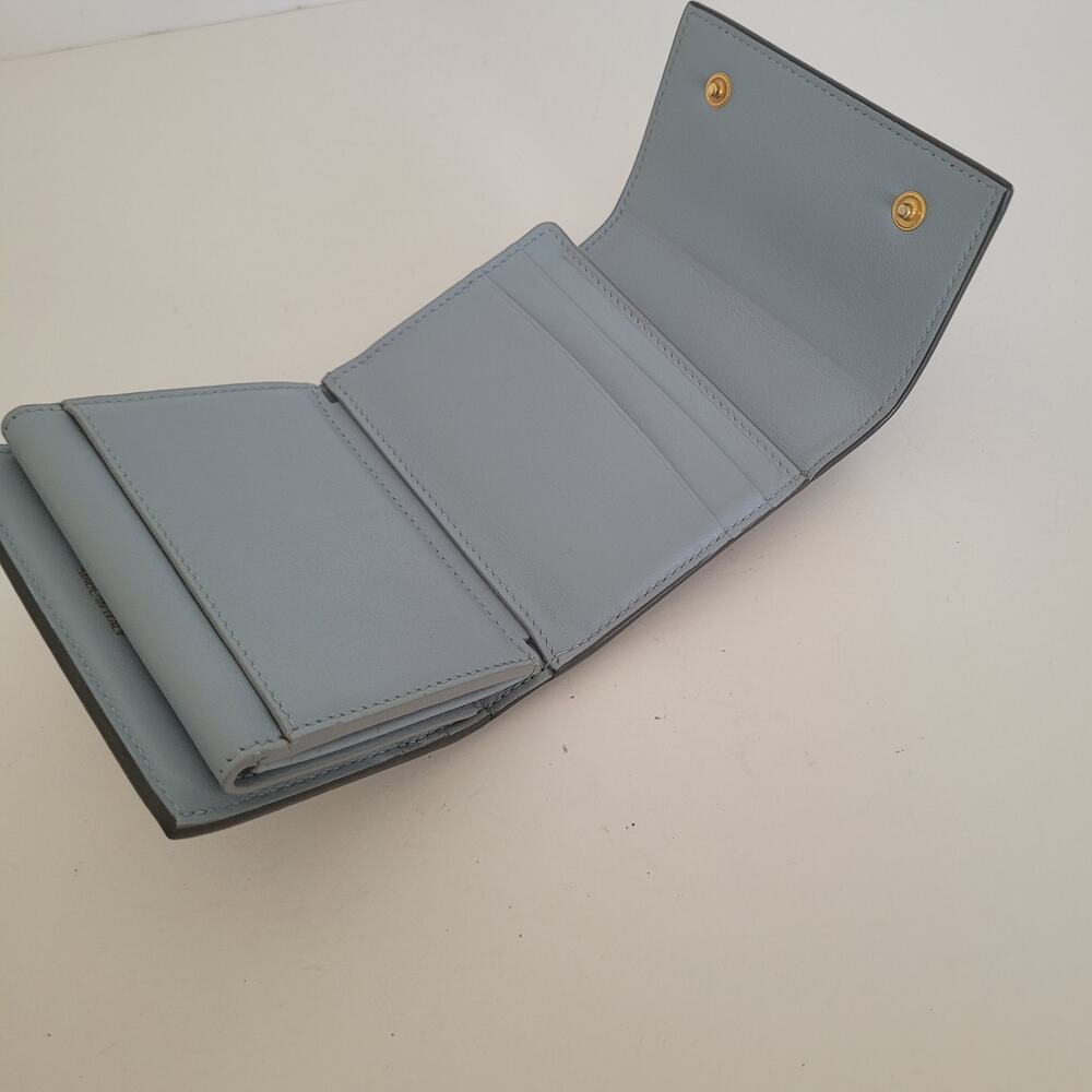 Celine Gray Pebbled Leather Small Wallet with Gold Logo - Picture 3 of 14